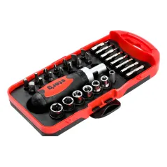 Zestaw wkrętak z grzechotką, końcówki, nasadki, 31 szt.