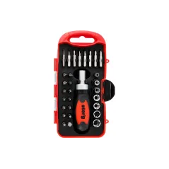 Zestaw wkrętak z grzechotką, końcówki, nasadki, 31 szt.