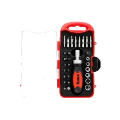 Zestaw wkrętak z grzechotką, końcówki, nasadki, 31 szt.