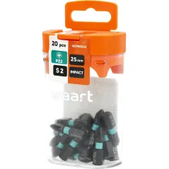 Końcówki wkrętakowe udarowe krzyżowe PZ2 x 25 mm, 20 szt., box