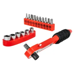 Zestaw końcówek wkrętakowych z grzechotką dwustronną 17 szt.