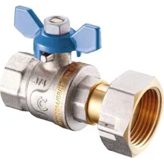 Seria S30N - zawór wodny, kulowy GW 1/2" x 3/4" z ruchomą nakrętką, z motylkiem