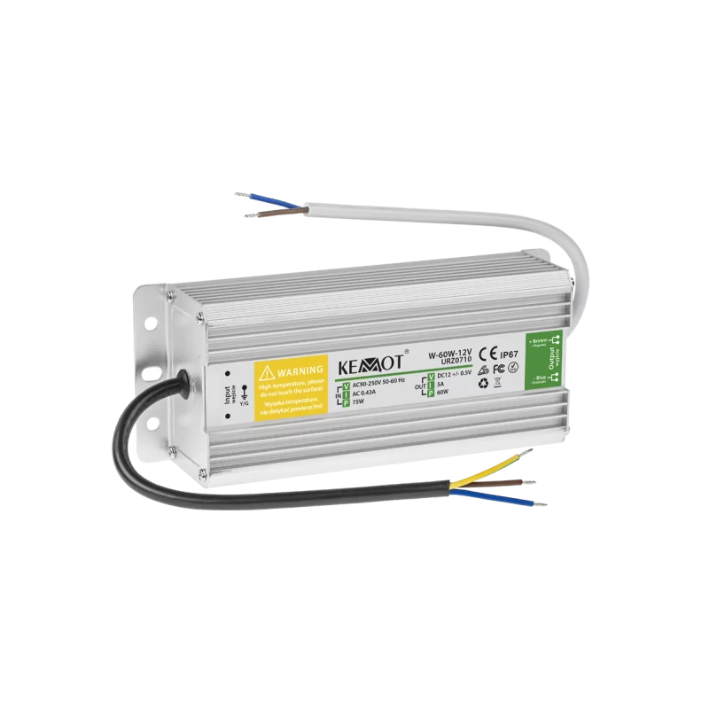 Zasilacz do sznura diodowego W-60W-12V 5A IP67