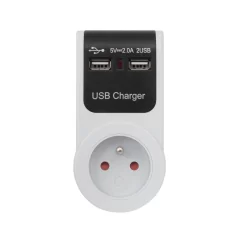 Zasilacz sieciowy wtyczkowy +2xgniazda USB GB101
