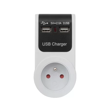 Zasilacz sieciowy wtyczkowy +2xgniazda USB GB101