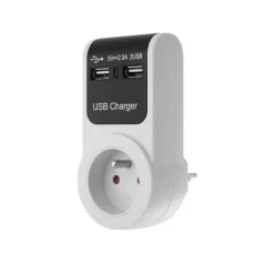 Zasilacz sieciowy wtyczkowy +2xgniazda USB GB101