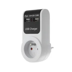 Zasilacz sieciowy wtyczkowy +2xgniazda USB GB101