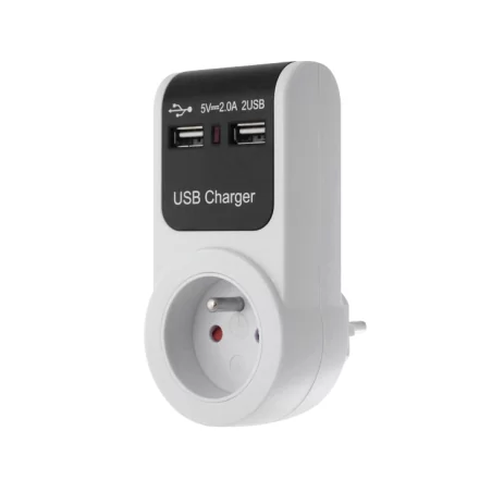 Zasilacz sieciowy wtyczkowy +2xgniazda USB GB101