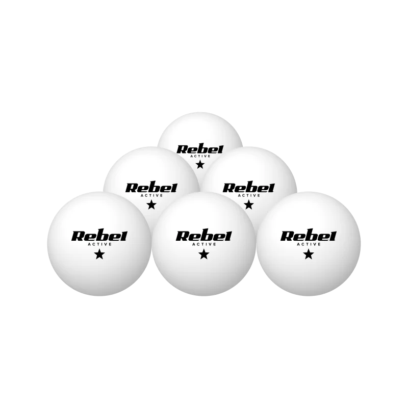 Zestaw piłeczek do tenisa stołowego, materiał PP, 6 szt, REBEL ACTIVE
