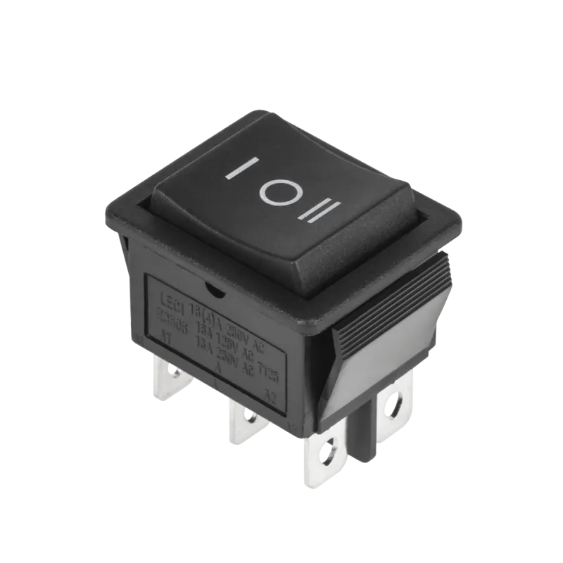 Złącze przełącznik kołyskowy czarny 16A 1-0-1 3poz. Złącze przełącznik kołyskowy czarny 16A 1-0-1 3poz.