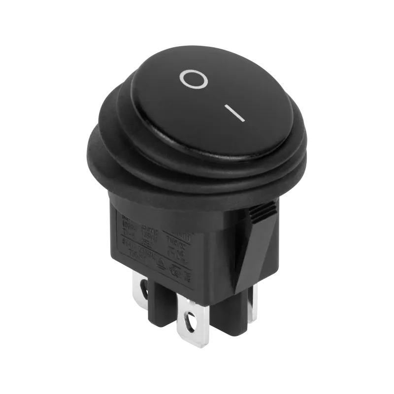 Złącze przełącznik kołyskowy okrągły 0-1 czarny 4 piny IP65 Złącze przełącznik kołyskowy okrągły 0-1 czarny 4 piny IP65