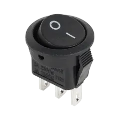 Złącze przełącznik kołyskowy okrągły 3 PIN 3A/250V czarny