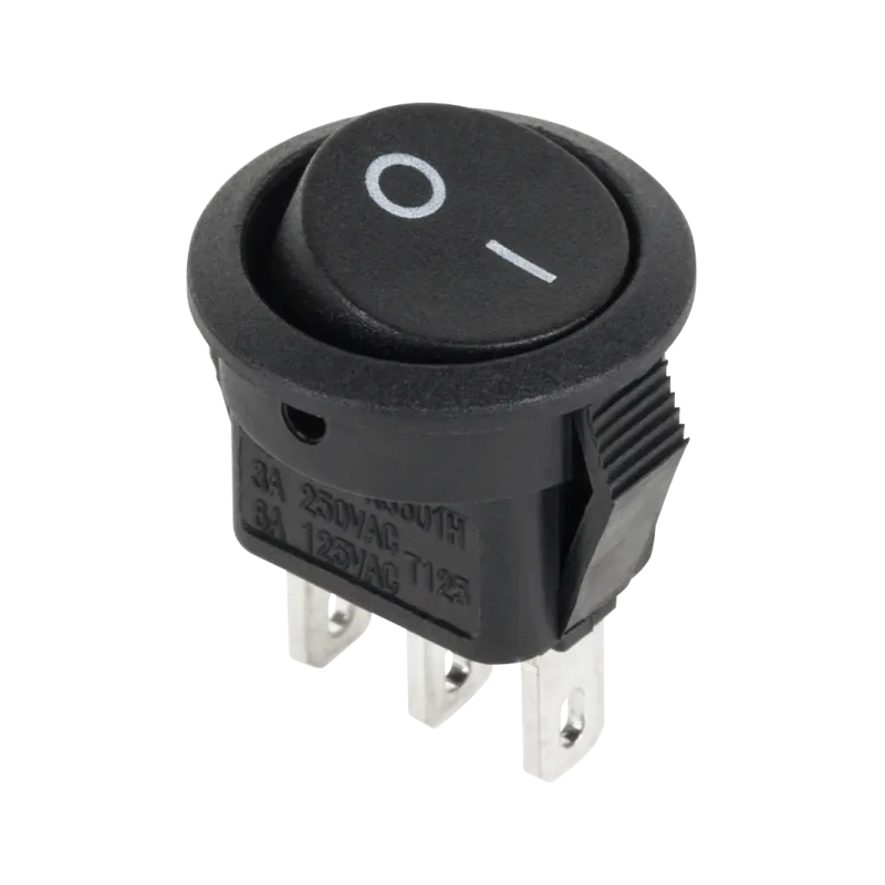 Złącze przełącznik kołyskowy okrągły 3 PIN 3A/250V czarny Złącze przełącznik kołyskowy okrągły 3 PIN 3A/250V czarny