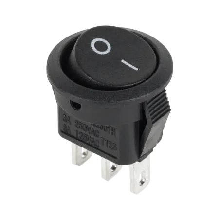 Złącze przełącznik kołyskowy okrągły 3 PIN 3A/250V czarny