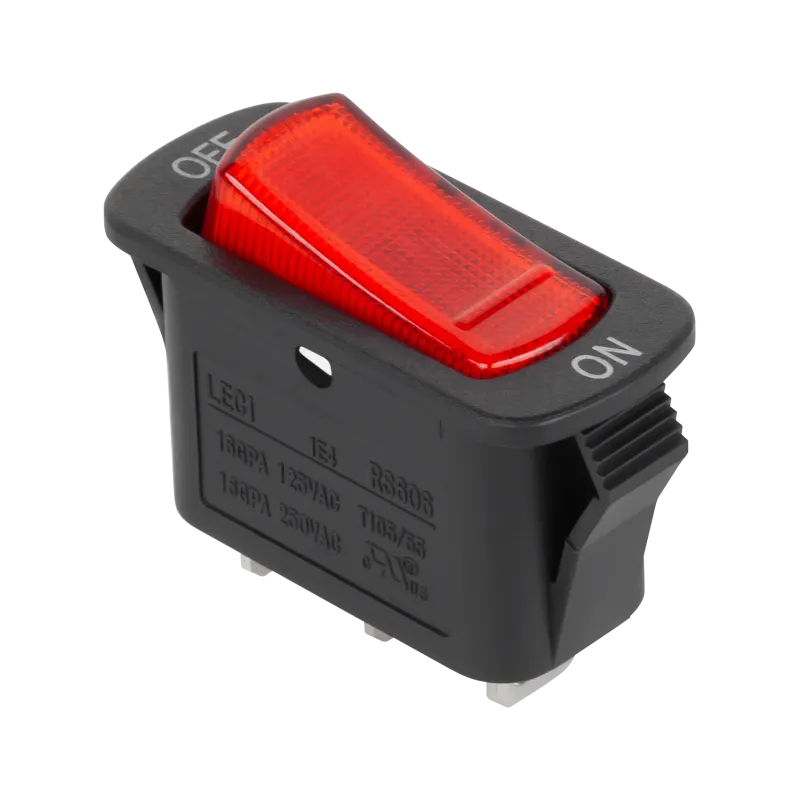 Złącze przełącznik kołyskowy prostokątny ON-OFF 16A podświetlany 606C Złącze przełącznik kołyskowy prostokątny ON-OFF 16A podświetlany 606C