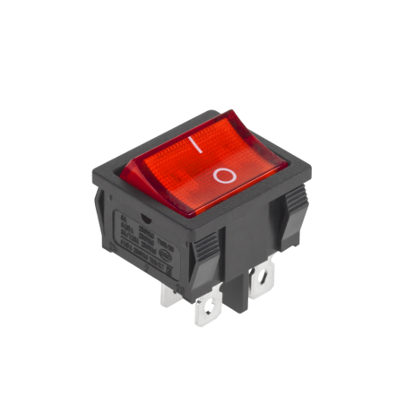 Złącze przełącznik prost.szer.4 pin poświetlany 230V czerwony