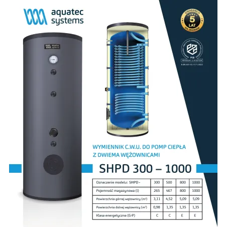 Bojler wymiennik C.W.U. do pomp ciepła SHPD-1000