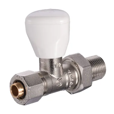 Zawór grzejnikowy do rur PE 16×2mm zasilający prosty 1/2" Calido