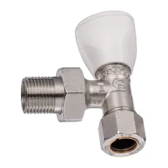 Zawór grzejnikowy do rur CU 15mm, zasilający, kątowy 1/2"