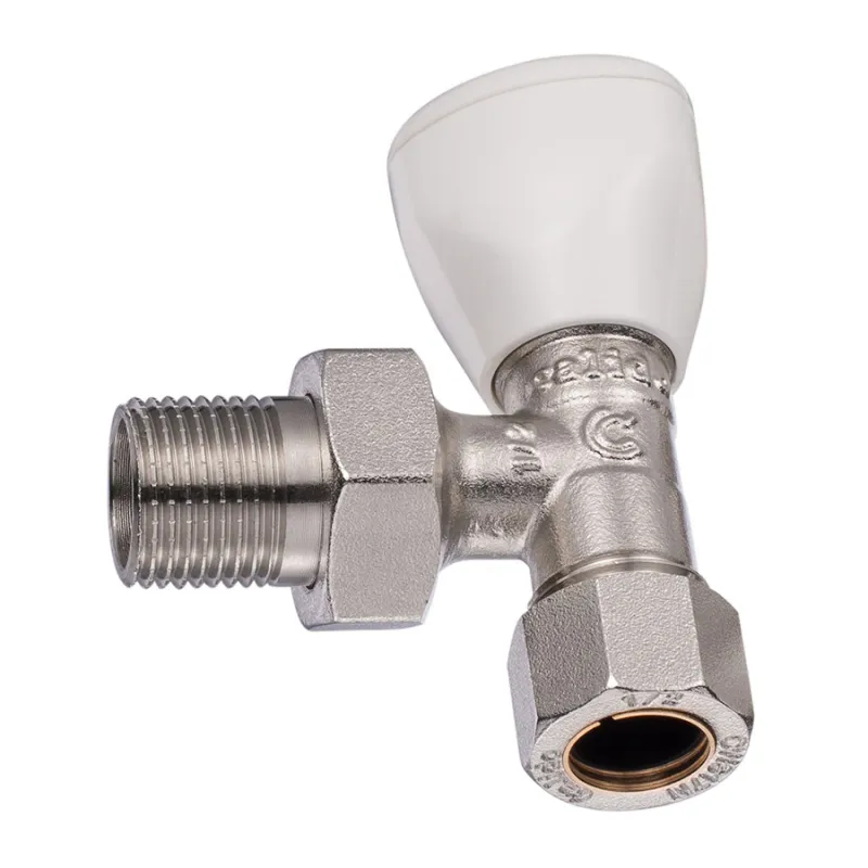 Zawór grzejnikowy do rur CU 15mm, zasilający, kątowy 1/2" Zawór grzejnikowy do rur CU 15mm, zasilający, kątowy 1/2"