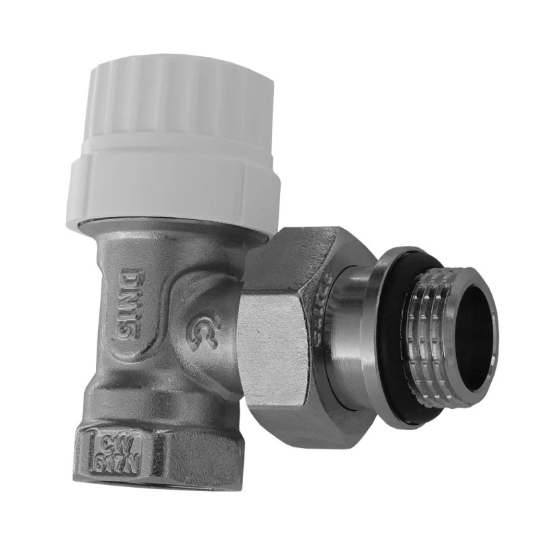 Zawór grzejnikowy, termostatyczny, zasilający, kątowy 1/2" ORING