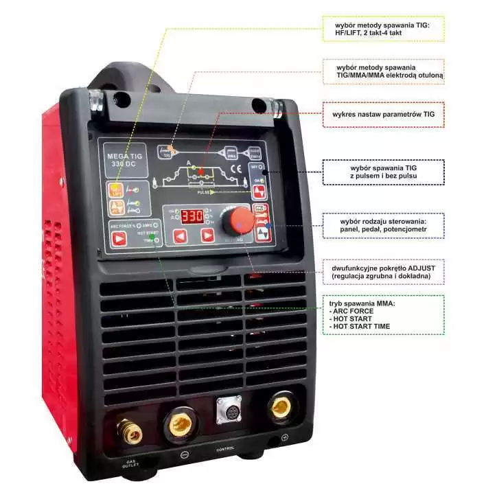 Spawarka inwertorowa MegaTig 330DC Uchwyt SGT18SC 4m+Chłodnica+Wózek