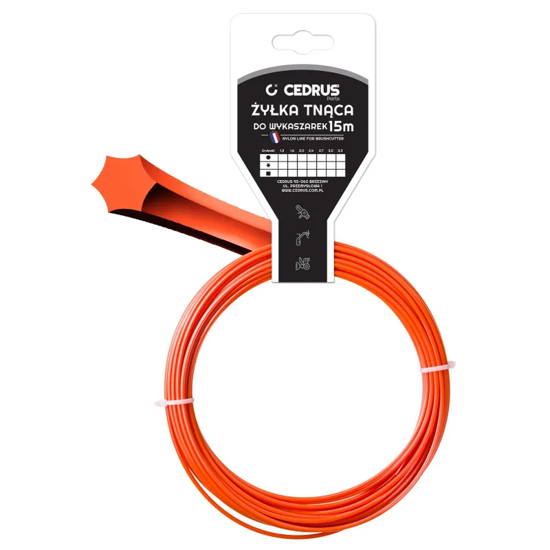 Żyłka tnąca 2.4/15m k gwiazdka pomarańcz Żyłka tnąca 2.4/15m k gwiazdka pomarańcz