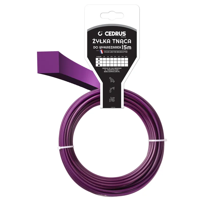 Żyłka tnąca 3.0/15m k kwadrat fiolet