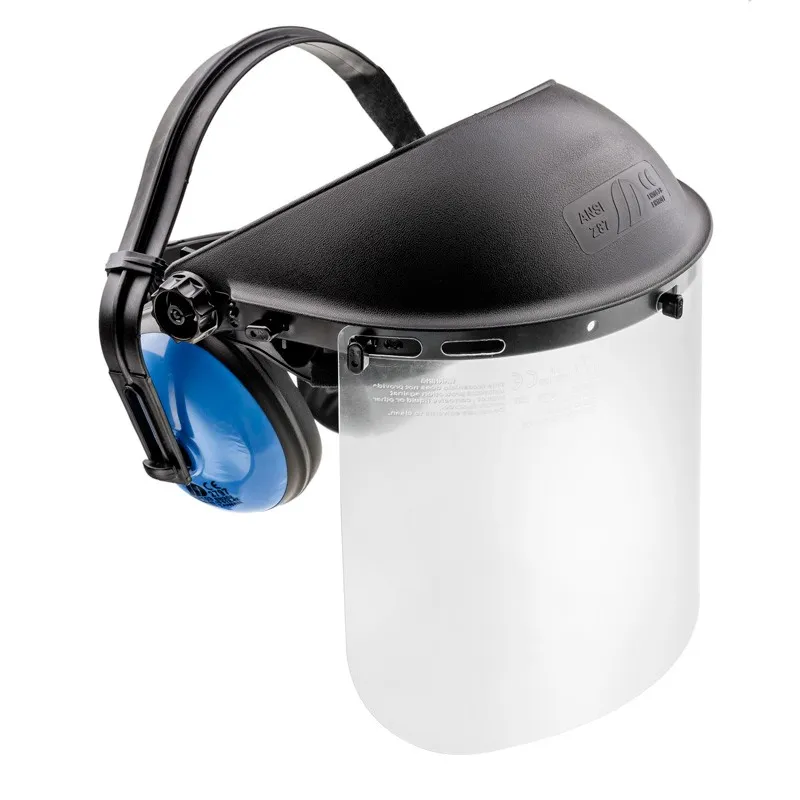 Osłona twarzy z pleksi + ochronniki słuchu Osłona twarzy z pleksi + ochronniki słuchu