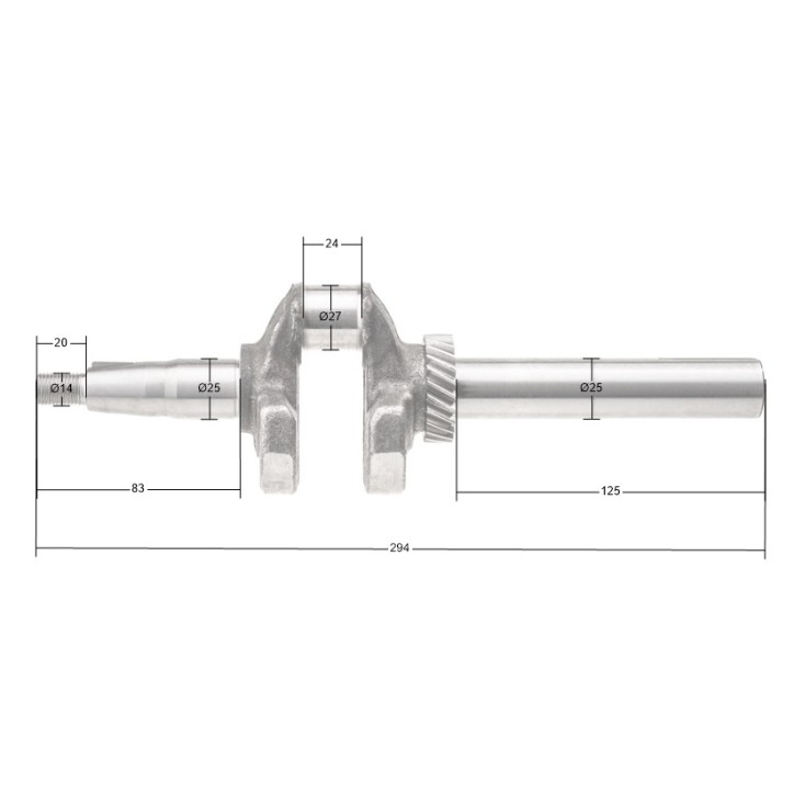 Wał korbowy Rato silnik RV225 25.4 mm Wał korbowy Rato silnik RV225 25.4 mm