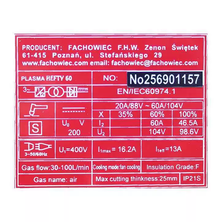 Przecinarka plazmowa HEFTY II 60 Welder Fantasy Przecinarka plazmowa HEFTY II 60 Welder Fantasy