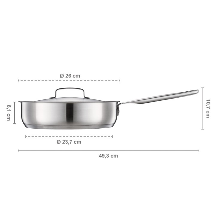 Patelnia szefa kuchni 26 cm All Steel z pokrywką Patelnia szefa kuchni 26 cm All Steel z pokrywką