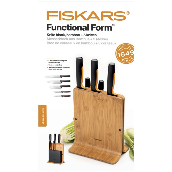 Zestaw 5 noży w bloku bambusowym Functional Form™ Zestaw 5 noży w bloku bambusowym Functional Form™