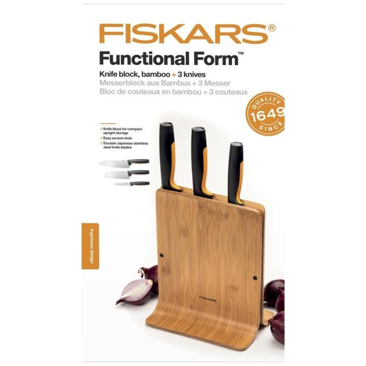 Zestaw 3 noży w bloku bambusowym Functional Form™ Zestaw 3 noży w bloku bambusowym Functional Form™