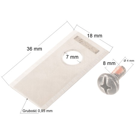 Nóż + śrubka Cedrus C-MOW seria M/ L kpl 3 sztuki