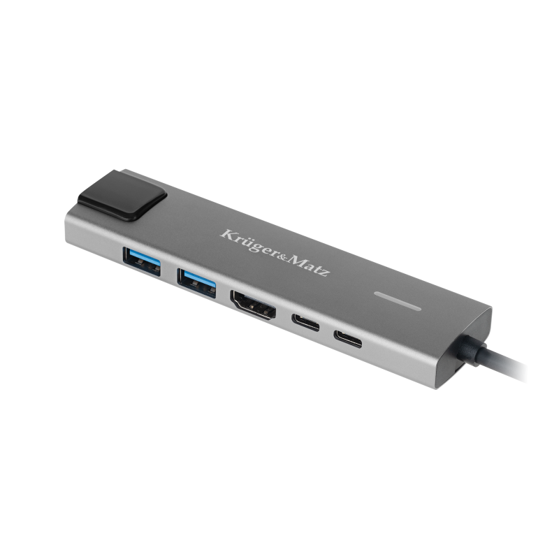 Adapter (HUB) USB typu C na HDMI/2x USB3.0/2x USB typu C/RJ45