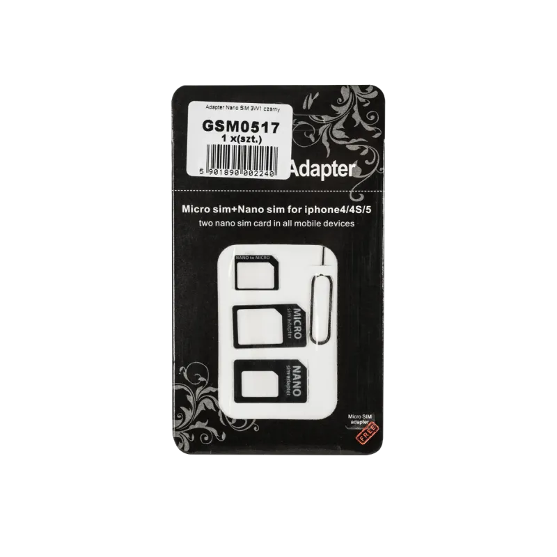Adapter Nano SIM 3W1 czarny Adapter Nano SIM 3W1 czarny