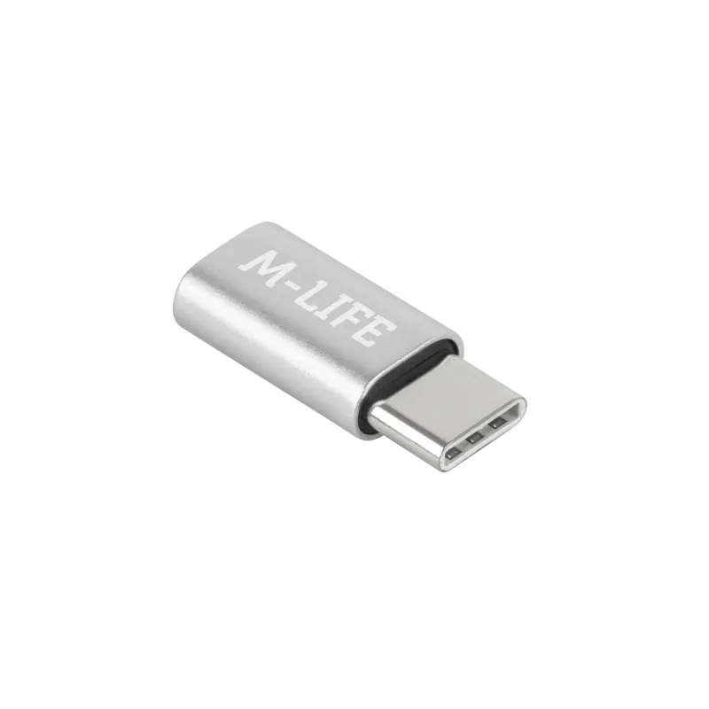 Adapter Przejściówka Micro USB - USB typu C M-Life srebrna Adapter Przejściówka Micro USB - USB typu C M-Life srebrna