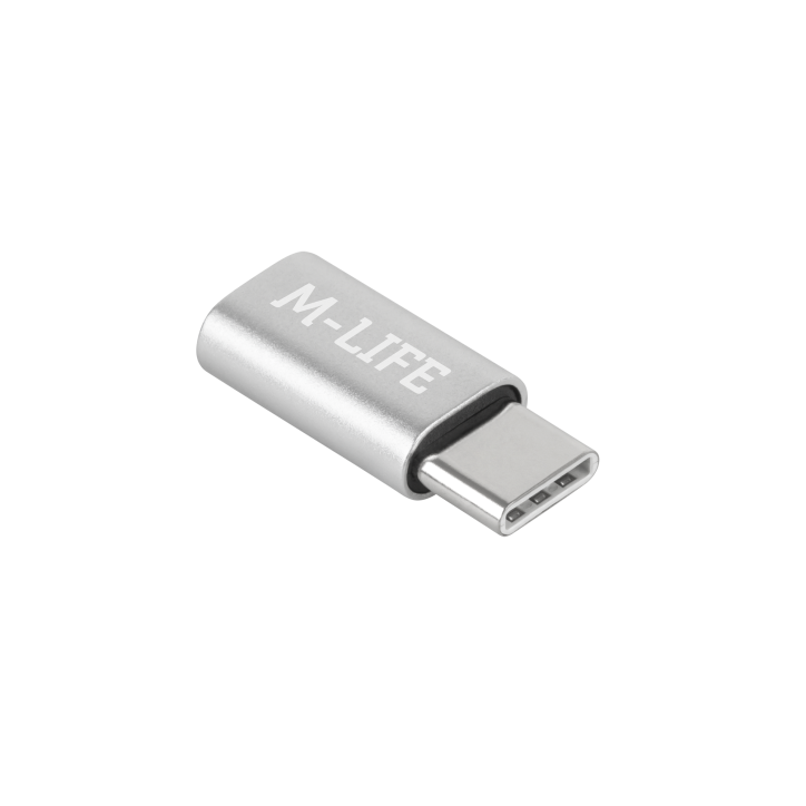 Adapter Przejściówka Micro USB - USB typu C M-Life srebrna Adapter Przejściówka Micro USB - USB typu C M-Life srebrna