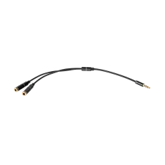 Adapter wt.Jack 3.5 4polowy-2xJack 3.5 stereo 20cm HQ złote końcówki