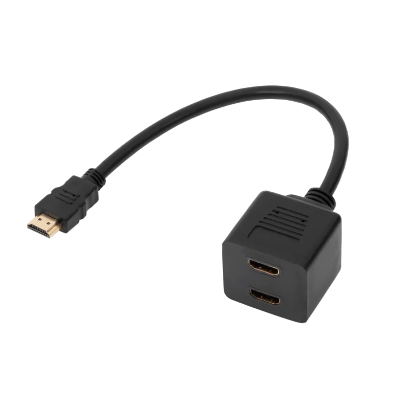 Adaptor HDMI wtyk-2 x gniazdo na kablu 30cm Adaptor HDMI wtyk-2 x gniazdo na kablu 30cm