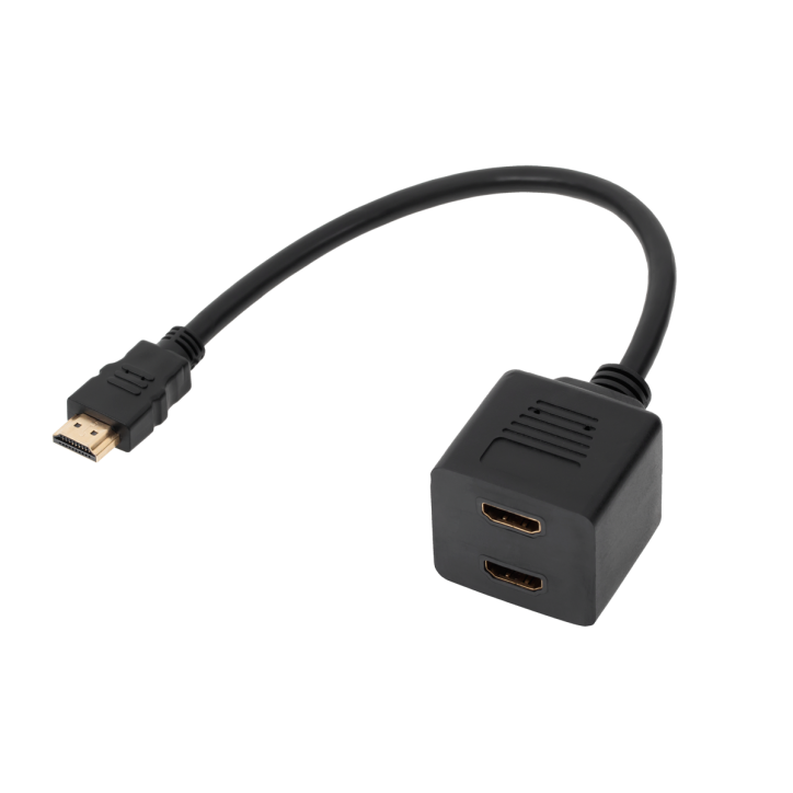 Adaptor HDMI wtyk-2 x gniazdo na kablu 30cm Adaptor HDMI wtyk-2 x gniazdo na kablu 30cm