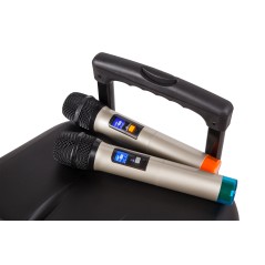 Aktywna kolumna głośnikowa (z 2 mikrofonami bezprzewodowymi UHF, SD, Bluetooth, FM, USB) 20 Watt