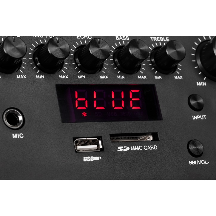 Aktywna kolumna głośnikowa (z 2 mikrofonami bezprzewodowymi UHF, SD, Bluetooth, FM, USB) 40 Watt Aktywna kolumna głośnikowa (z 2 mikrofonami bezprzewodowymi UHF, SD, Bluetooth, FM, USB) 40 Watt