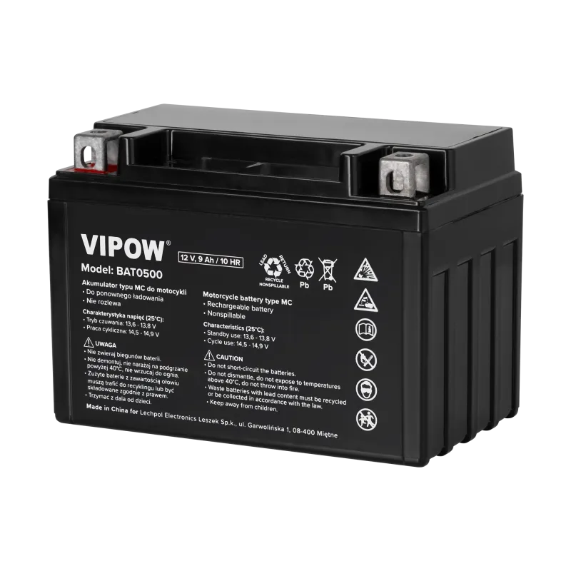 Akumulator VIPOW typ MC do motocykli 12V 9Ah Akumulator VIPOW typ MC do motocykli 12V 9Ah