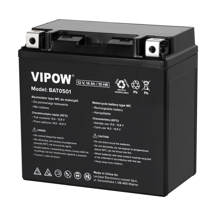 Akumulator VIPOW typu MC do motocykli 12V 12Ah Akumulator VIPOW typu MC do motocykli 12V 12Ah