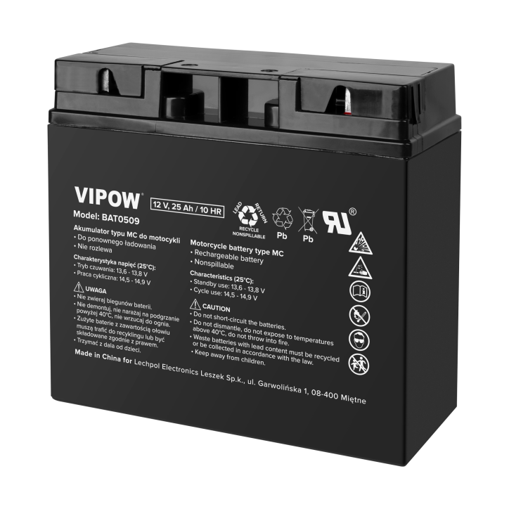 Akumulator VIPOW typu MC do motocykli 12V 25Ah Akumulator VIPOW typu MC do motocykli 12V 25Ah
