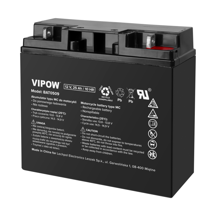 Akumulator VIPOW typu MC do motocykli 12V 25Ah Akumulator VIPOW typu MC do motocykli 12V 25Ah