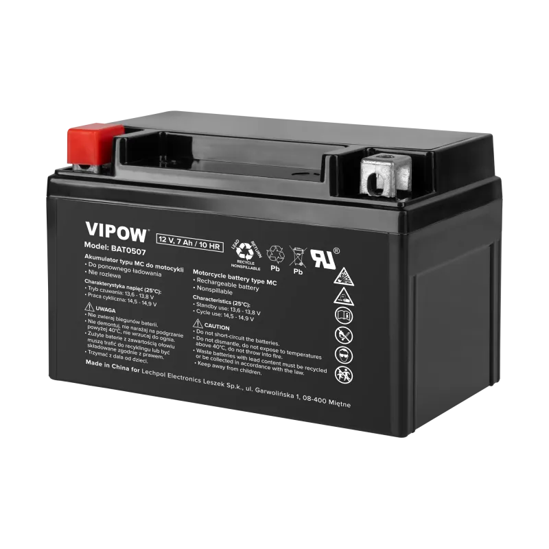 Akumulator VIPOW typu MC do motocykli 12V 7Ah Akumulator VIPOW typu MC do motocykli 12V 7Ah