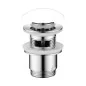 KOREK KLIK-KLAK 1 1/4", OKRĄGŁY, DUŻY DN 66 mm, MOSIĘŻNY, Z PRZELEWEM, Z TULEJĄ, POKRYWA CERAMICZNA BIAŁA.
